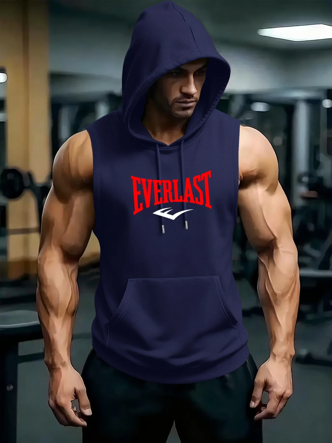 2026 Neue Herren Fitness- und Bodybuilding-Sportweste Ärmelloses T-Shirt Herren Laufweste mit Kapuze – Detail 10