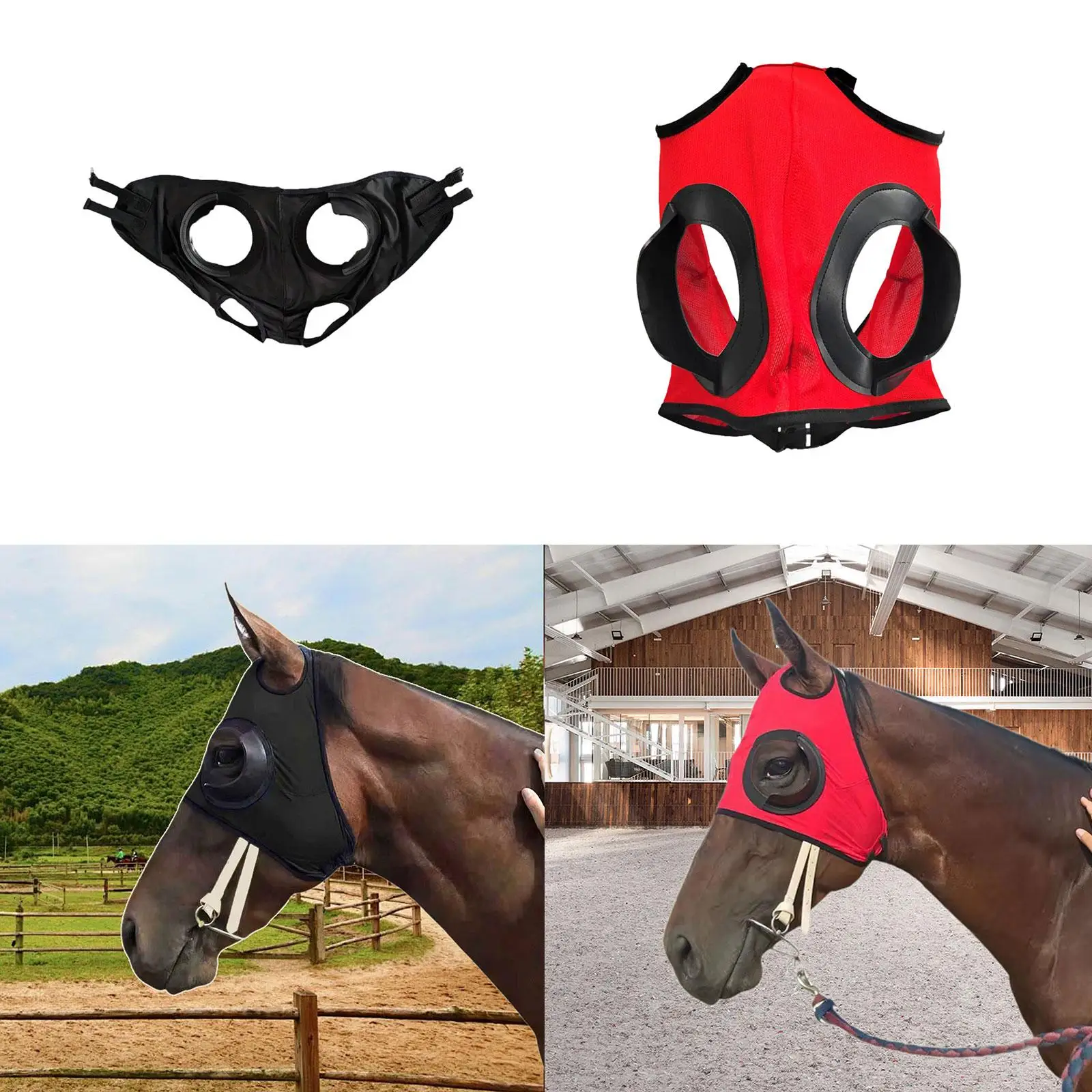 نظارات الحصان، قناع الذبابة من البوليستر المسامي، غطاء عين خفيف الوزن لسلامة سباق الخيل #4
