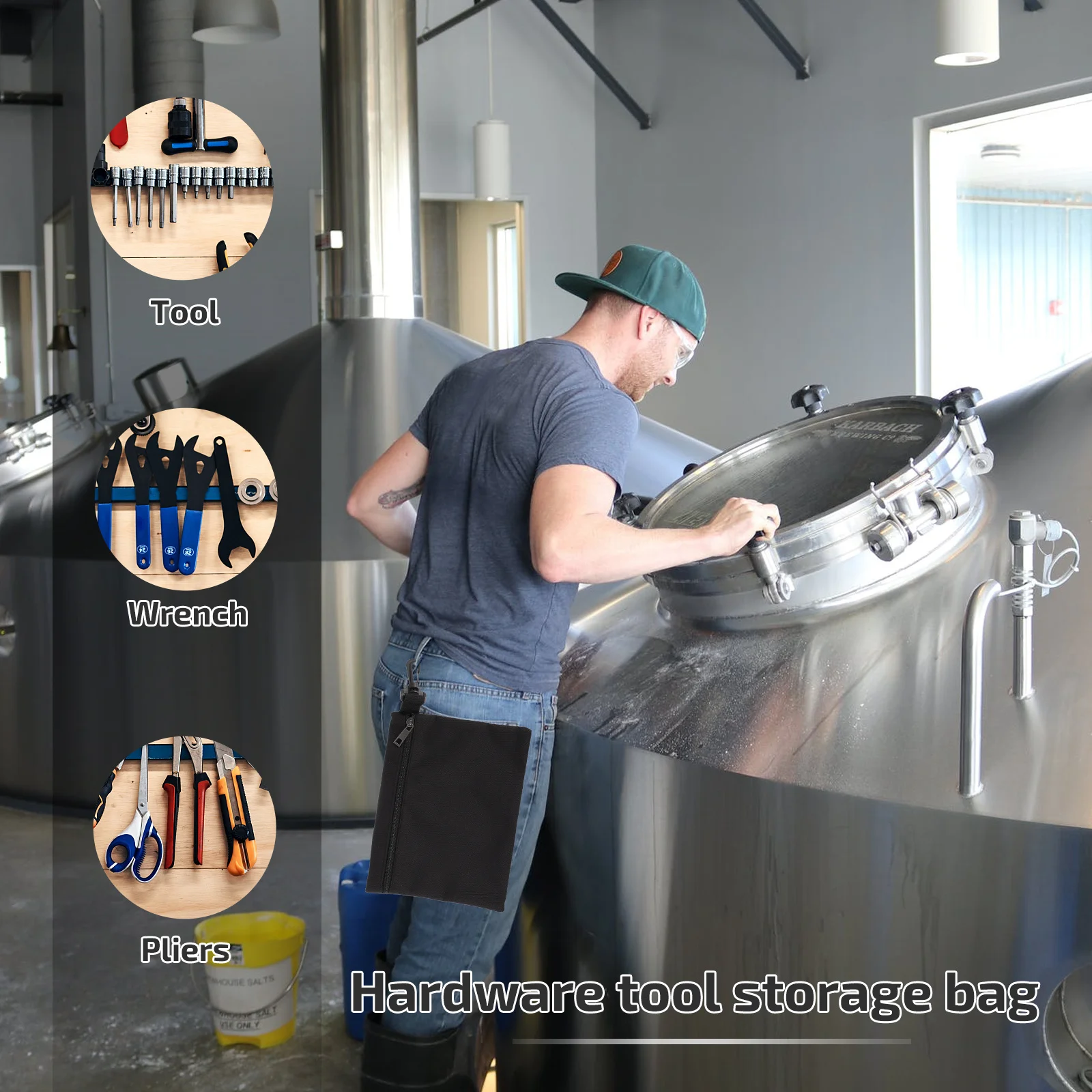 

2Pcs Waterproof Durable Tool Bags Oxford Cloth Zipper Pouches Portable Multifunctional Storage for Tools Storage Bags