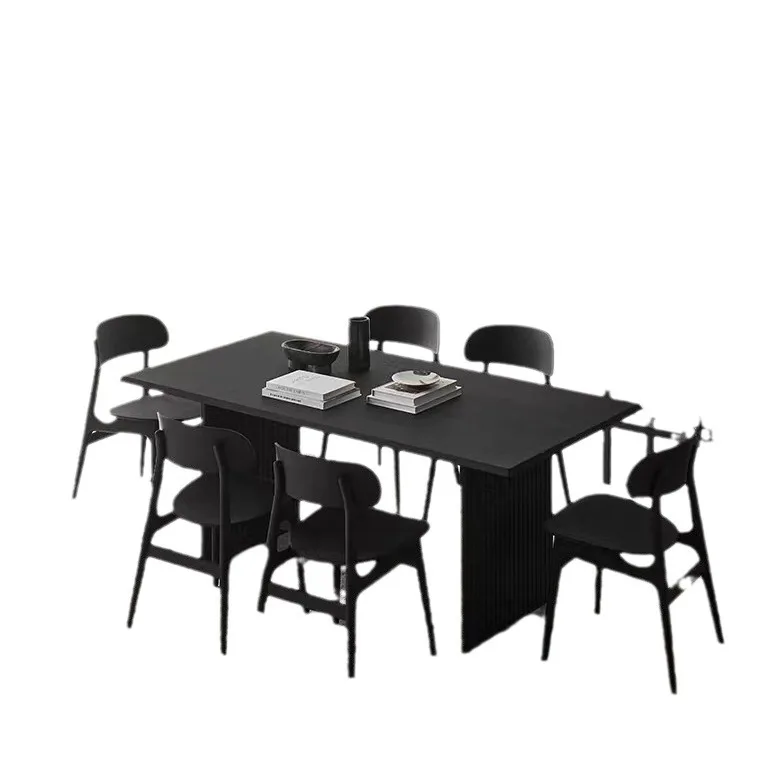 

Wabi Sansan minimalist solid wood dining table modern minimalist desk negotiation table Nordic log grille desk dining table