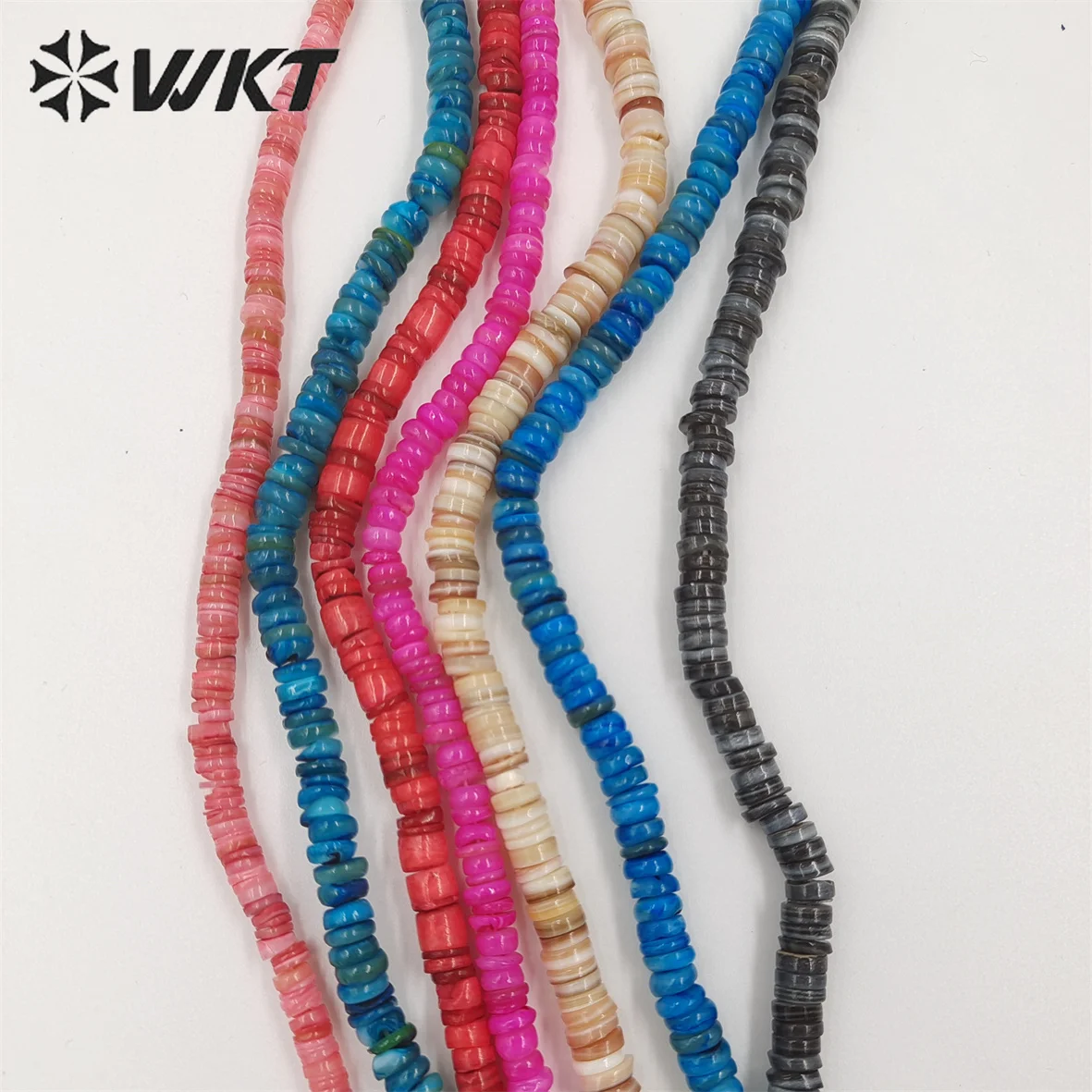 WT-G319 Wholesale semi-finished 5-6mm natural shell spacer beads strand for jewelry findings make bracelet or necklace design