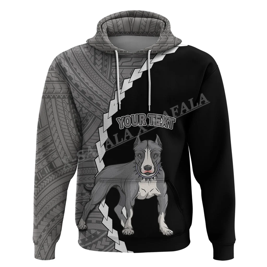 Pitbull Dog Polynesian Tribal 3D Print Zipper Hoodie Men Pullover Sweatshirt Hooded Jersey Tracksuit Outwear Coat Casual-1