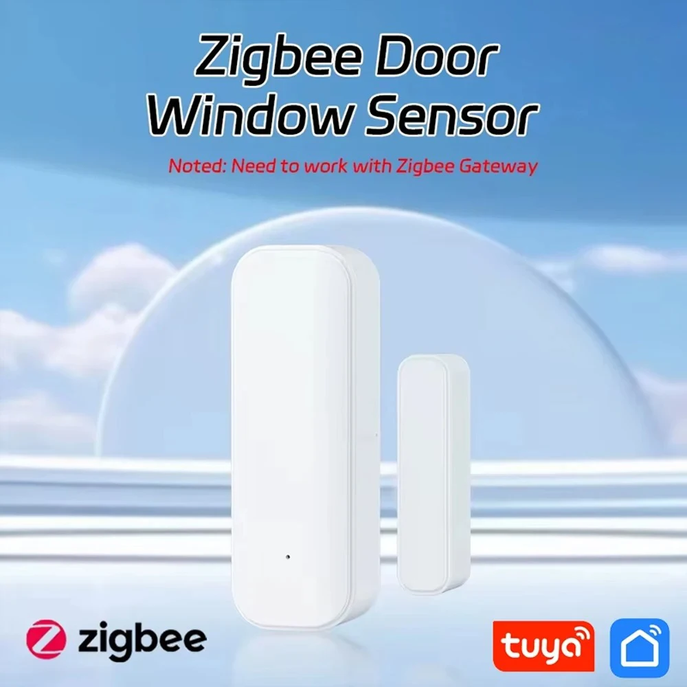 

Датчик открытия/закрытия двери/окна ZigBee Tuya, магнитный датчик, защита, сигнализация, управление через приложение, совместимость с Alexa и Google
