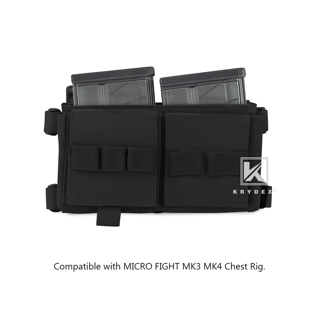 KRYDEX Tactical Double Rifle 7.62 HK Magazine Pouch Insert Elastic Buld-in Mag Holder with Hook Fasteners for MK3 MK4 Chest Rig