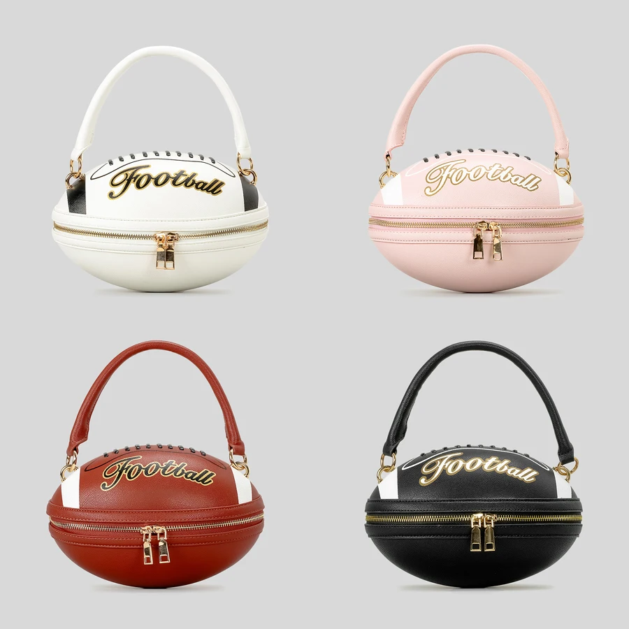 

Креативный дизайн регби, женские сумки, забавные сумки через плечо для американского футбола, роскошные сумки из искусственной кожи, милая овальная маленькая большая сумка
