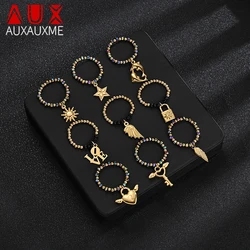 Auxauxme Fashion Bohemia Colorful Beaded Rings Star Heart Love Golden Adjustable Size Rings For Women Jewlery Gifts