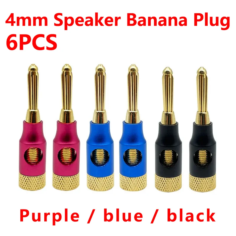 

6PCS 4mm Speaker Banana Plugs Banana Connector 24K Copper Gold Plated 4mm Banana Jack Match With 4mm Binding Post