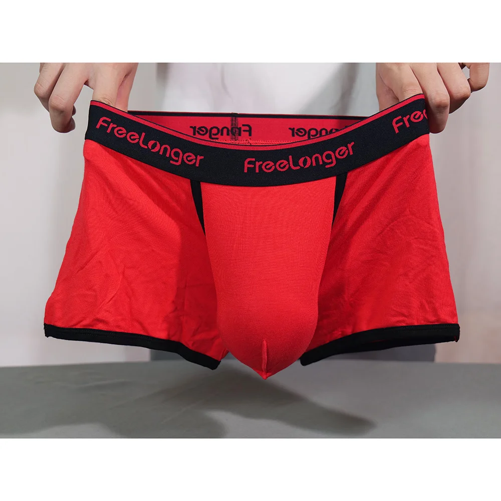 Man Uitstulpbuidel Ondergoed Sexy Elastische Penis Grote Pik Boxers Lage U-Convexe Lul Boxers Verbeteren Lingerie Modale Onderbroek Slips