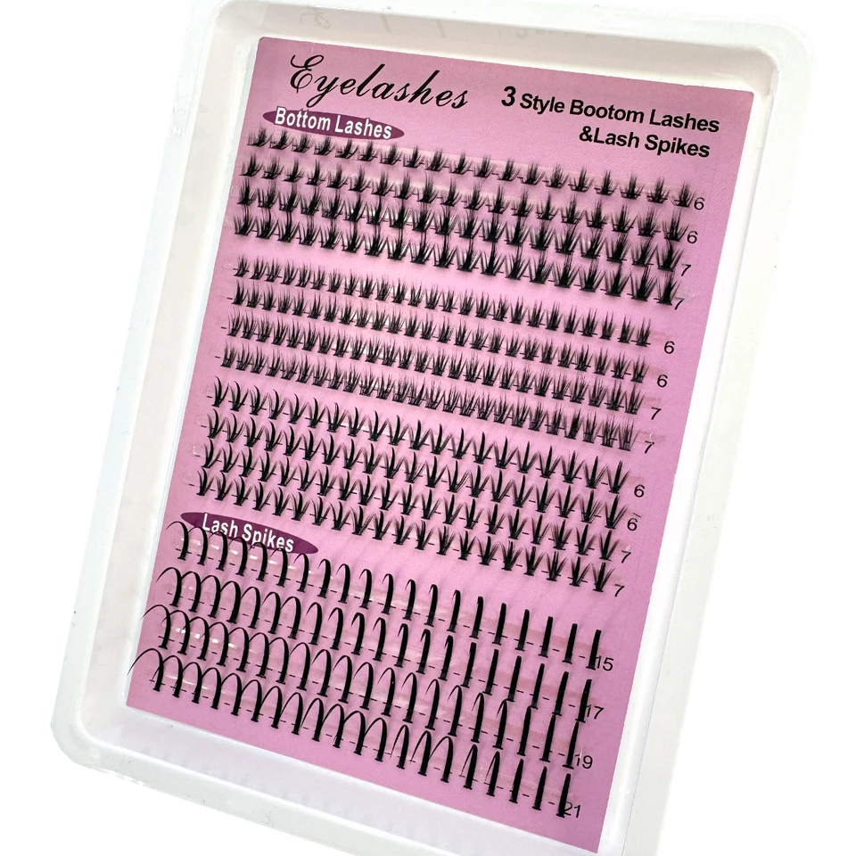 16 Filas de Pestañas Inferiores (6-7mm) y Púas (15-21mm) Mezcla DIY Extensiones Delicadas Individuales Herramientas 2