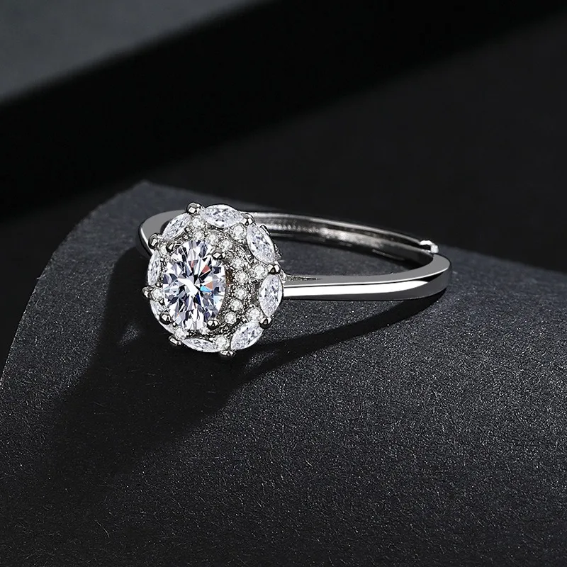 Pierścionek damski w kształcie jajka z diamentem, popularny w Europie i Stanach Zjednoczonych, wysokiej jakości, lekki luksus, prosty, uniwersalny, podkreślający temperament.