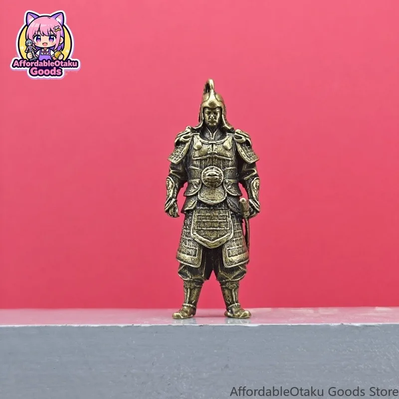Chinese Guochao Brass Tang Dynasty General Figurine Solid Copper Armor Statue Ancient Military