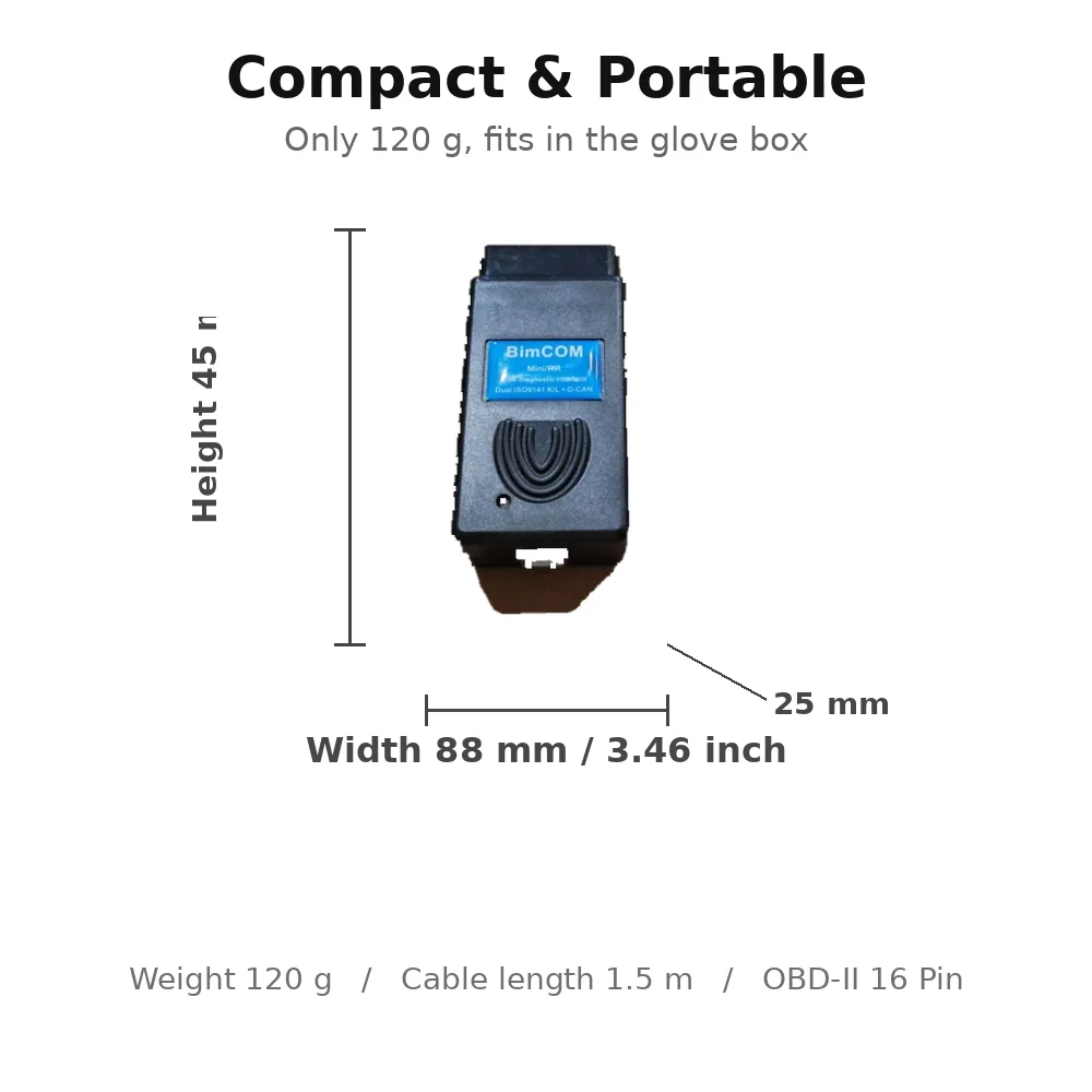 BimCOM MiniRR OBD2 Scanner USB Diagnostic Cable Auto Code Reader K-Line CAN for V-W Au-di Sk-oda Se-at