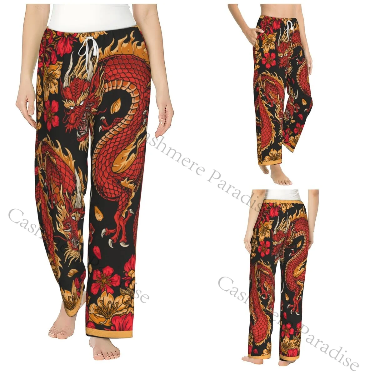 

Dragon Snapback Flannel Pajama Pants for Women Soft Warm Sleep Pants with Elastic Waistband