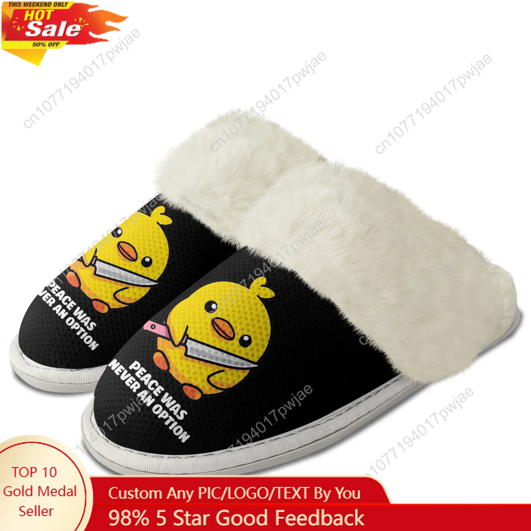 

Peace is never an option Cute animals Slippers Keep Warm Shoes Mens Womens Breathable Home Cotton Thermal Lightweight Slipper