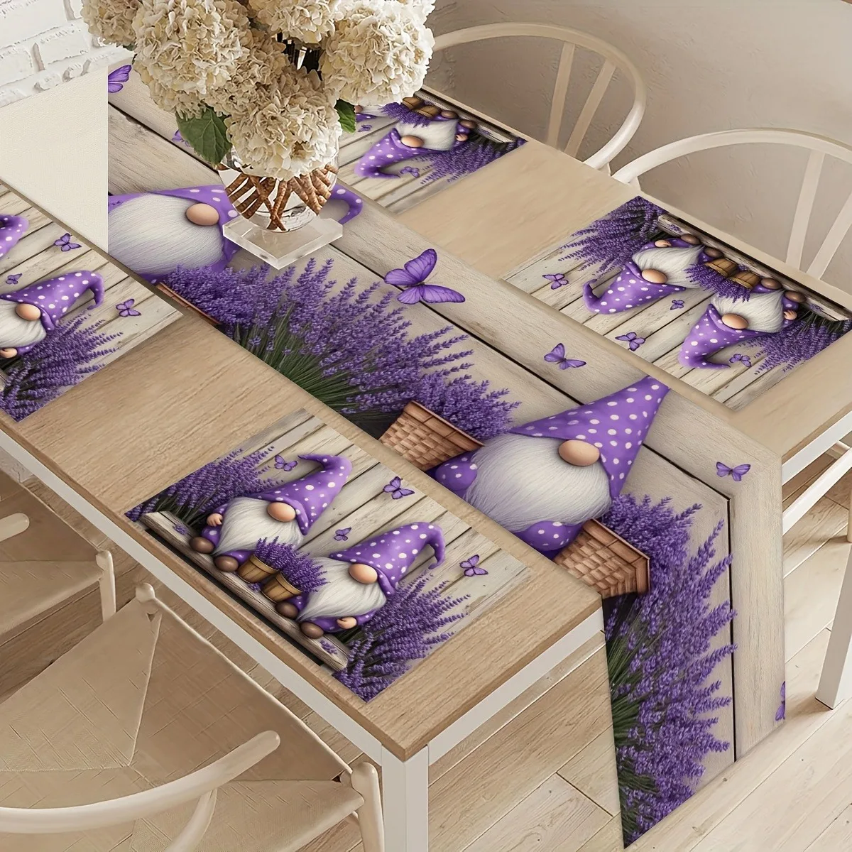 

Elegant Lavender Dwarf Butterfly Pattern Decoration Dining Table Flag Holiday Dining Table Decoration Home Kitchen Restaurant Pa