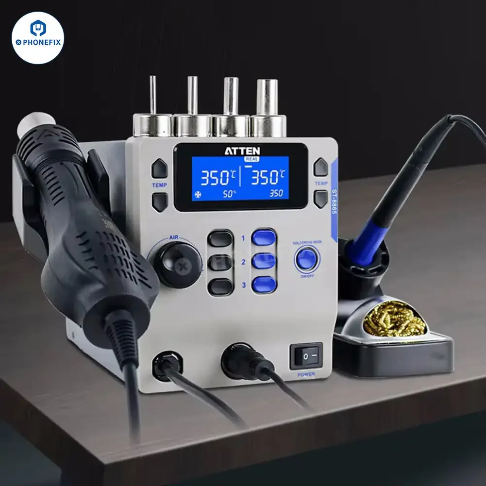 ATTEN ST-8865 Soldering Iron Hot Air Gun 2 in 1 BGA Rework Station for Phone Laptop Motherboard Soldering and Desoldering Repair