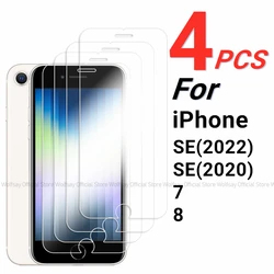 2/4PCS For iPhone SE 2022 Screen Protector Tempered Glass For iPhone SE 2022 2020 7 8 Full Glue Screen Glass For iPhone SE 2022