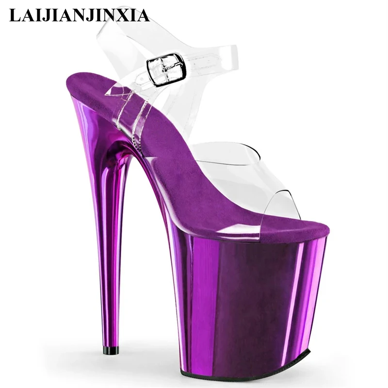 LAIJIANJINXIA New 8 Inches Purple Platform Women's Shoes Sexy Stage Show 20 CM High Heels Sandals Nightclub Pole Dance Shoes