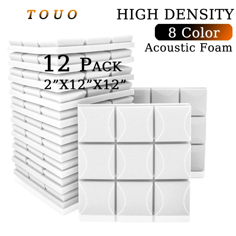 

TOUO House Isolation 12 Pcs Wall Soundproof Foam Sponge Pad Sound Absorption Treatment Panel Ktv Room Studio Acoustic Foam Panel