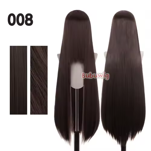 Bubuwig Synthetic Hair 100cm Long Straight Pure Color Cosplay Wigs Over 100 Colors Black White Red Blue Brown Wig Heat Resistant - Image 5