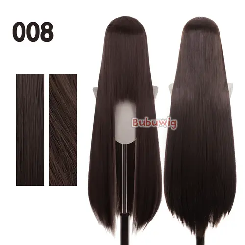 Bubuwig Synthetic Hair 100cm Long Straight Pure Color Cosplay Wigs Over 100 Colors Black White Red Blue Brown Wig Heat Resistant - Image 5