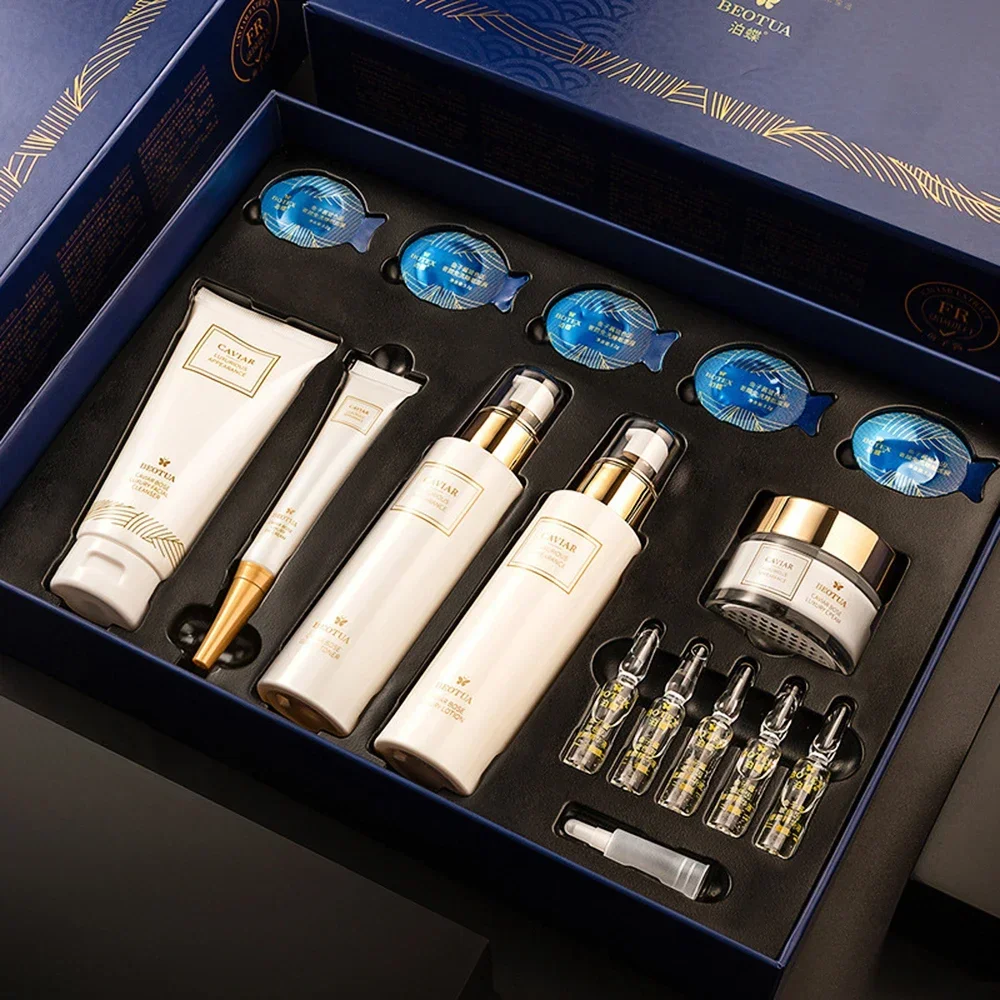 

Facial Skin Care Set With Box Caviar Essence Face Serum 15pc Set Moisturizing Skincare Kit Beauty Health Korean Facial Skin Care