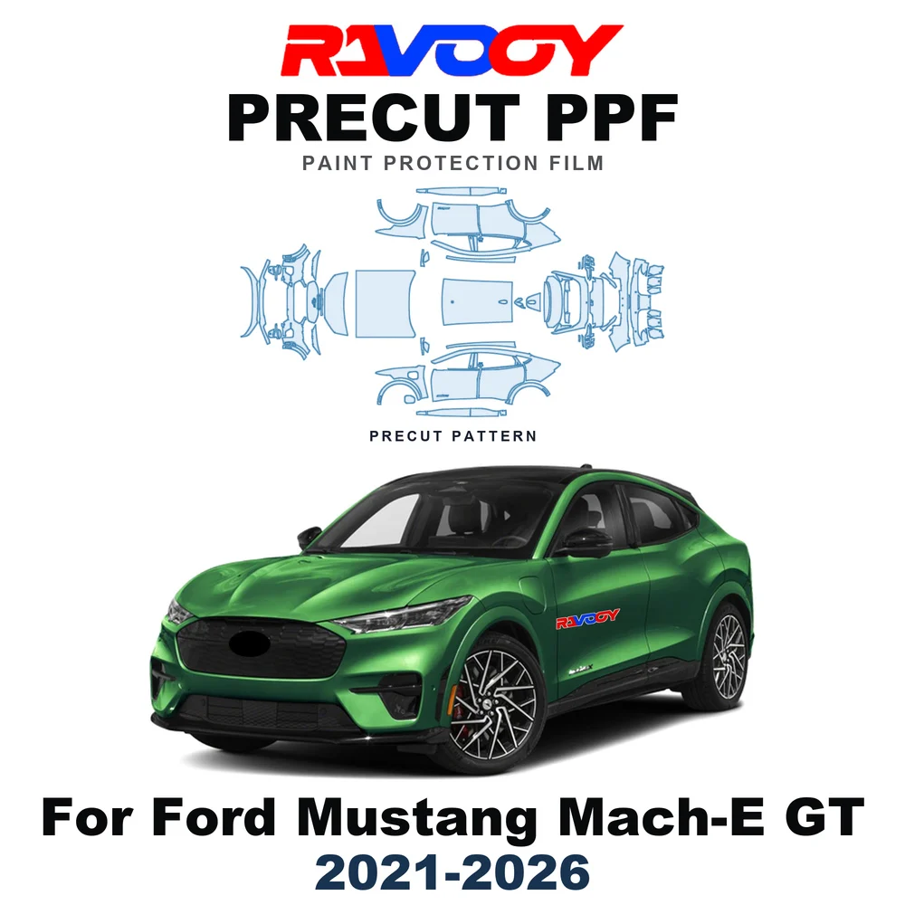 Precut PPF For Ford Mustang Mach-E GT 2021-2026 8.5mil TPU Paint Protection Film Hood Bonnet Bumper Headlight Self-Healing Roof