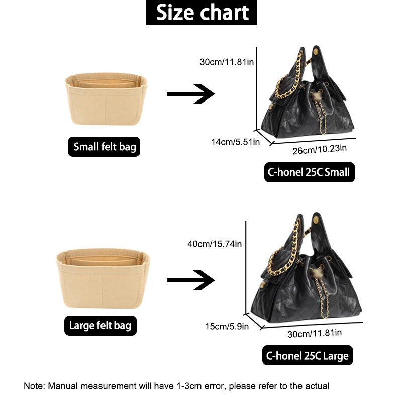 EverToner العصرية ورأى إدراج مقسم حقيبة مثالية ل C-honel 25C المتشرد حقيبة العلامة التجارية حقائب اليد النسائية حقيبة مستحضرات التجميل الملحقات