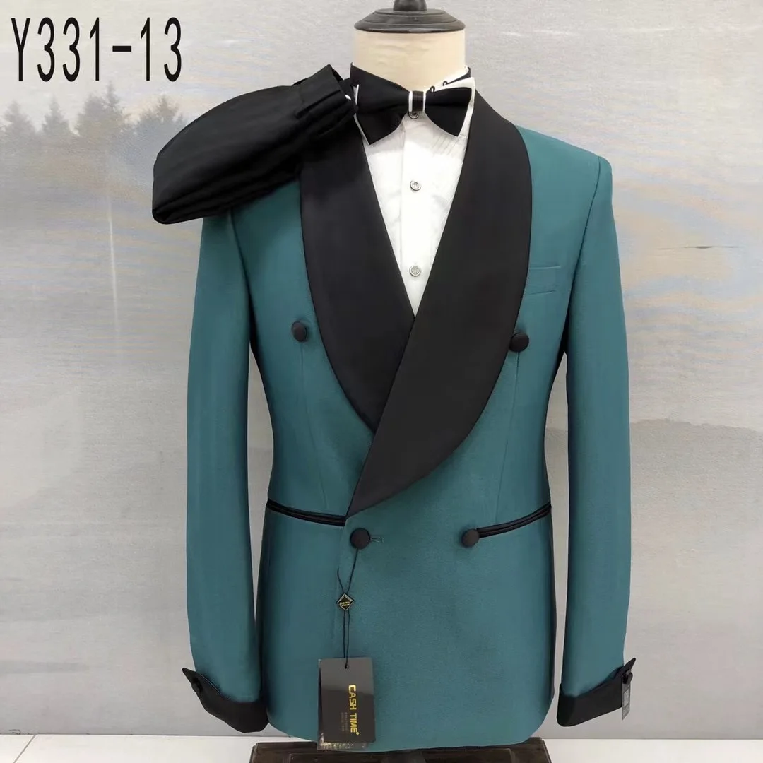 

Classic Sea Blue Suit For Men Wedding Party Groomsman Formal Costumes Fashion Prom Elegant Male Slim Fit Blazer Pants 2 Pieces