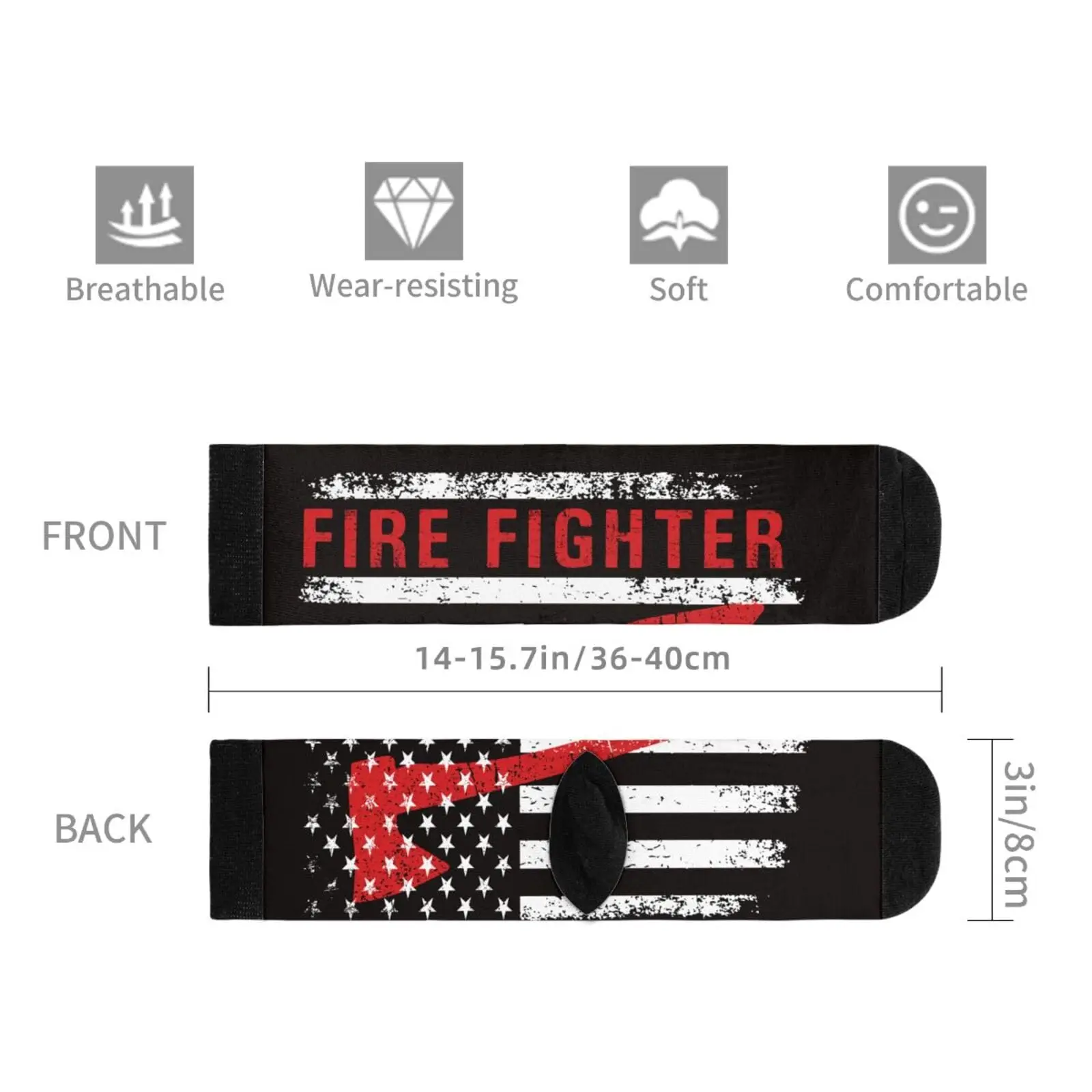 Fire Fighter Novelty Crew Socks Casual Crazy Funny Dress Socks For Women Men Teens Gift image 6