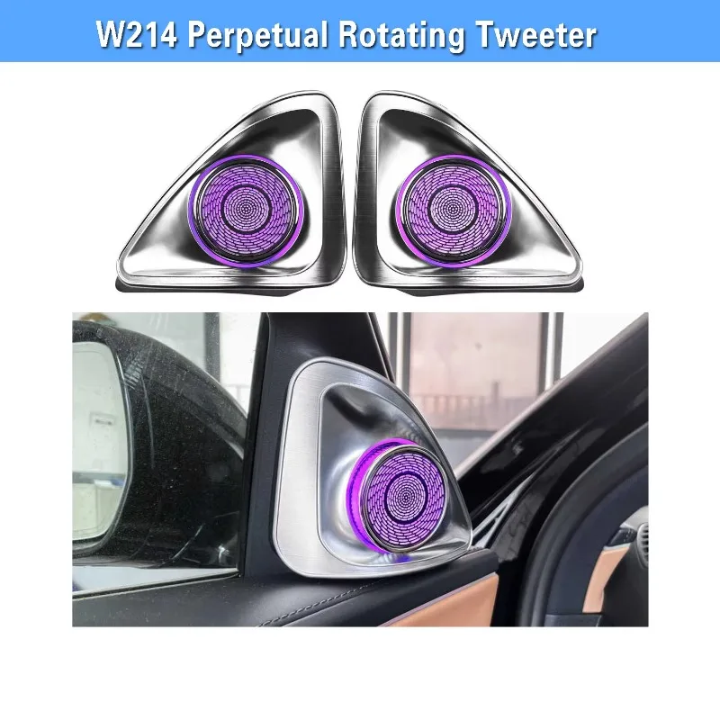 W214 2024 E Class Rotary Tweeter Lamp, 64 Color Screen Controlled Interior Ambient Light Mid Size New Sedan Speaker Decor Kits