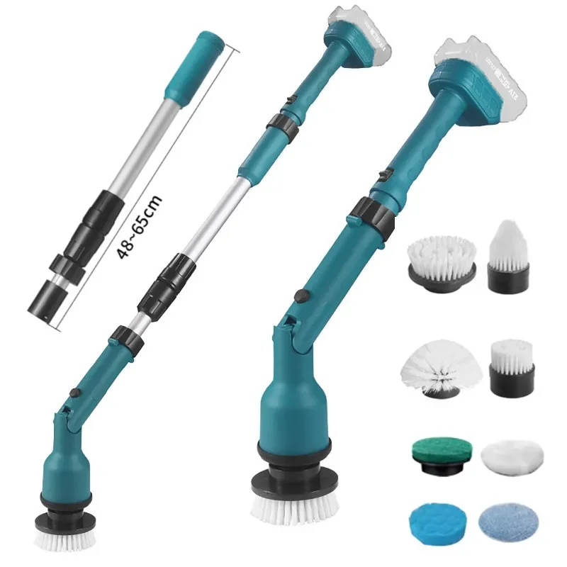 Adjustable Angle Electric Cleaning Brush Wireless Adjustable Bathroom Kitchen Cleaning Tool with Extension Pole 8 Brush Heads