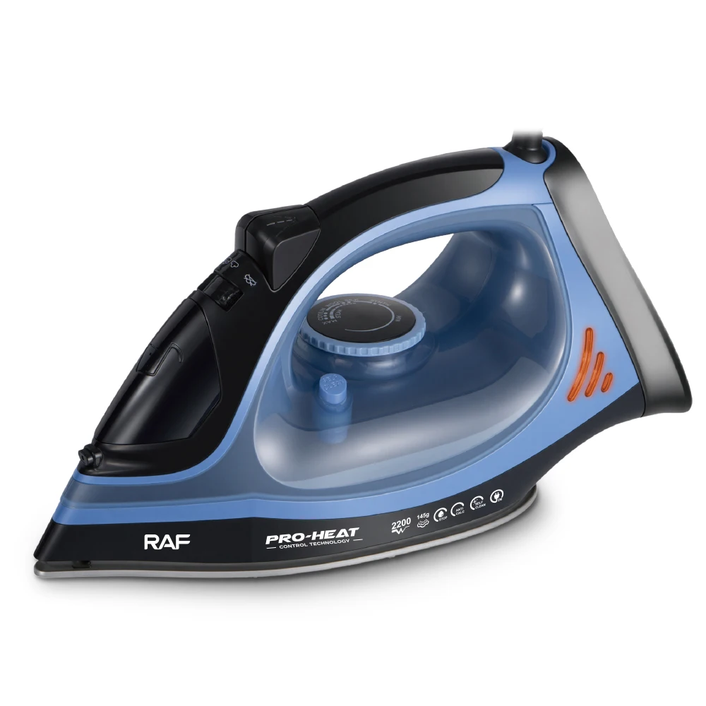 

RAF 2200W Electric Steam Iron Plancha De Vapor Eléctrico With Vertical Steaming Ceramic Baseplate and Precise Thermostat Control