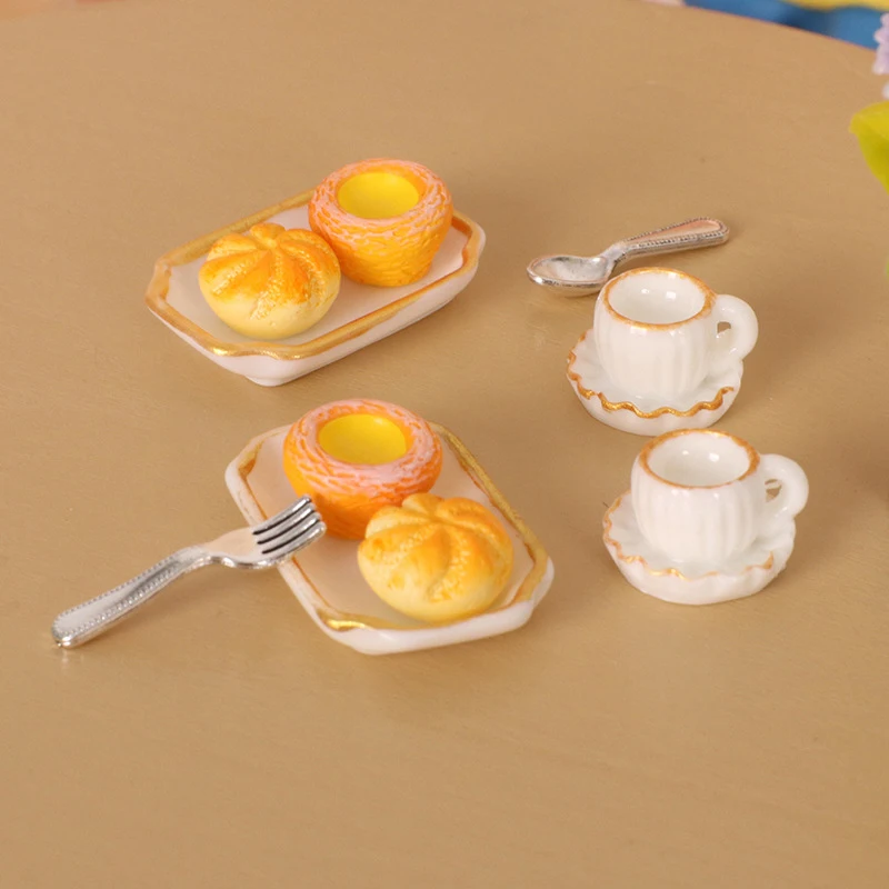 Mini tarta de huevo de simulación para casa de muñecas, juego de comida, plato de fruta en miniatura, decoración de escena de cocina