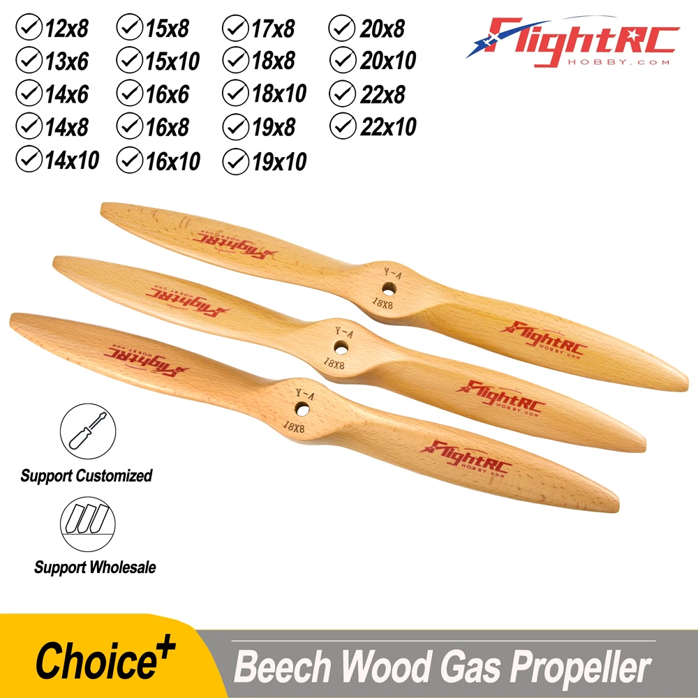 

1Pc Wooden Beech Propeller CW Prop For Gasoline RC Airplane Engine Spinner 12x8 13x6 14x6 14x10 15x8 16x6 16X8 16x10 18x8 18x10