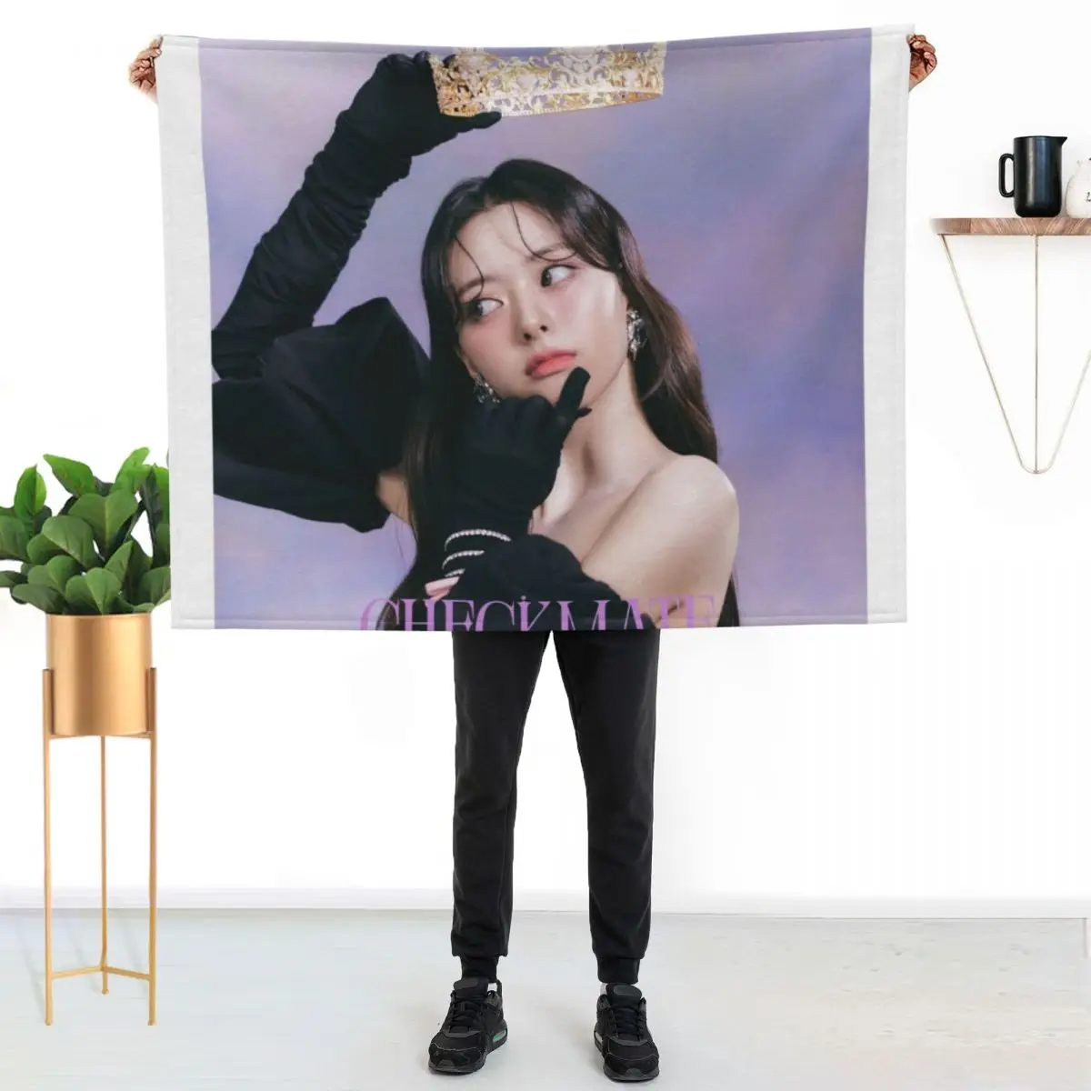 ITZY YUNA Checkmate Throw Blanket Plush Fuzzy Cozy Blanket for Couch Sofa