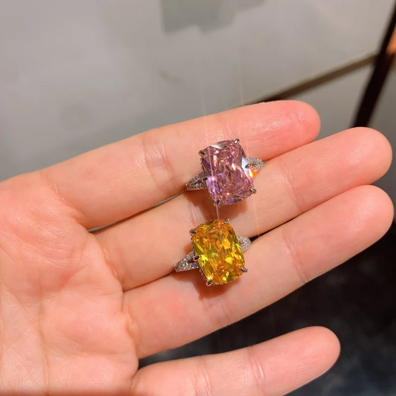 

Jewelry Korean Ins European and American Fashion Popular Yellow Pink Diamond Open Mouth Ring