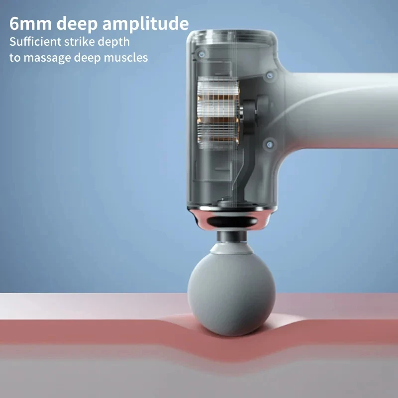 ポータブル電動マッサージガン、4種類の交換ヘッドとLEDライト付き、全身リラックス用電動マッサージガン