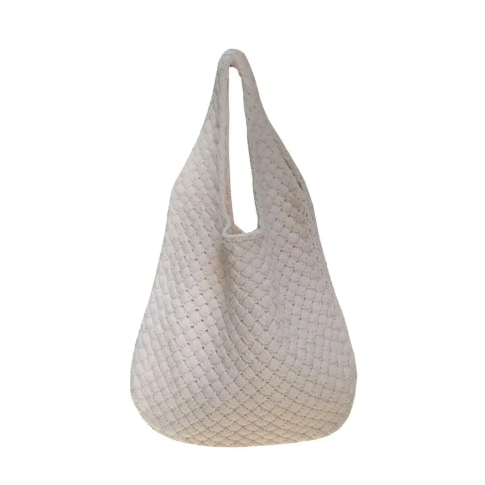 

Sweet Summer Cotten Crochet Shoulder Bag Fashion Large Capacity Beach Handbag Handbag Simple Knitted Tote Bag Girls