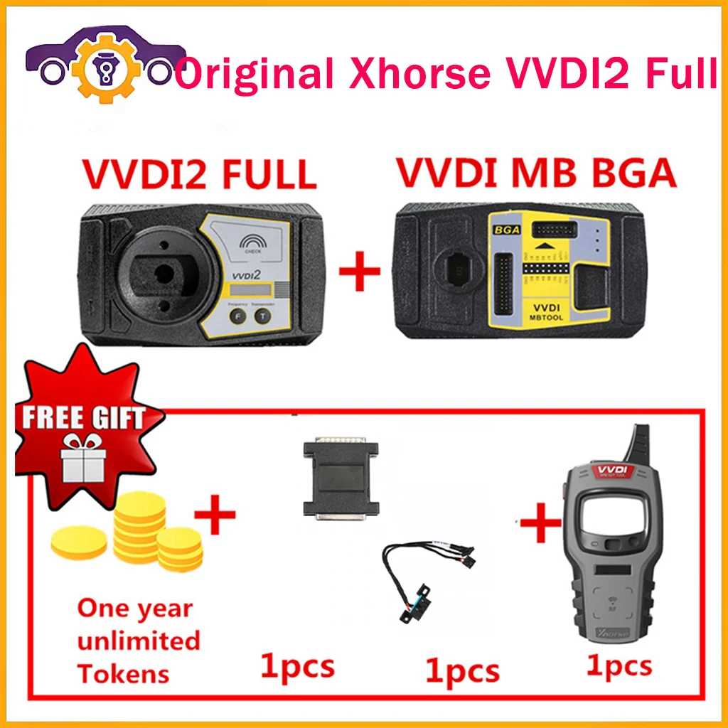 Original Xhorse VVDI2 Full with Xhorse MB BGA TOOL Commander Auto Key Programmer Full Version for A-udi/B-MW/Porsc-he/PSA Plus