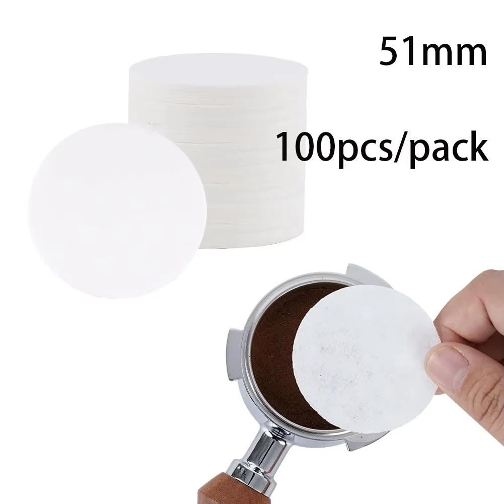 Leeseph Kaffee-Papierfilter, 100 Stück Espressomaschine, Pulverschüsselfilter für 51/53/58 mm Puck-Bildschirm, Kaffee-Siebträgerkorb