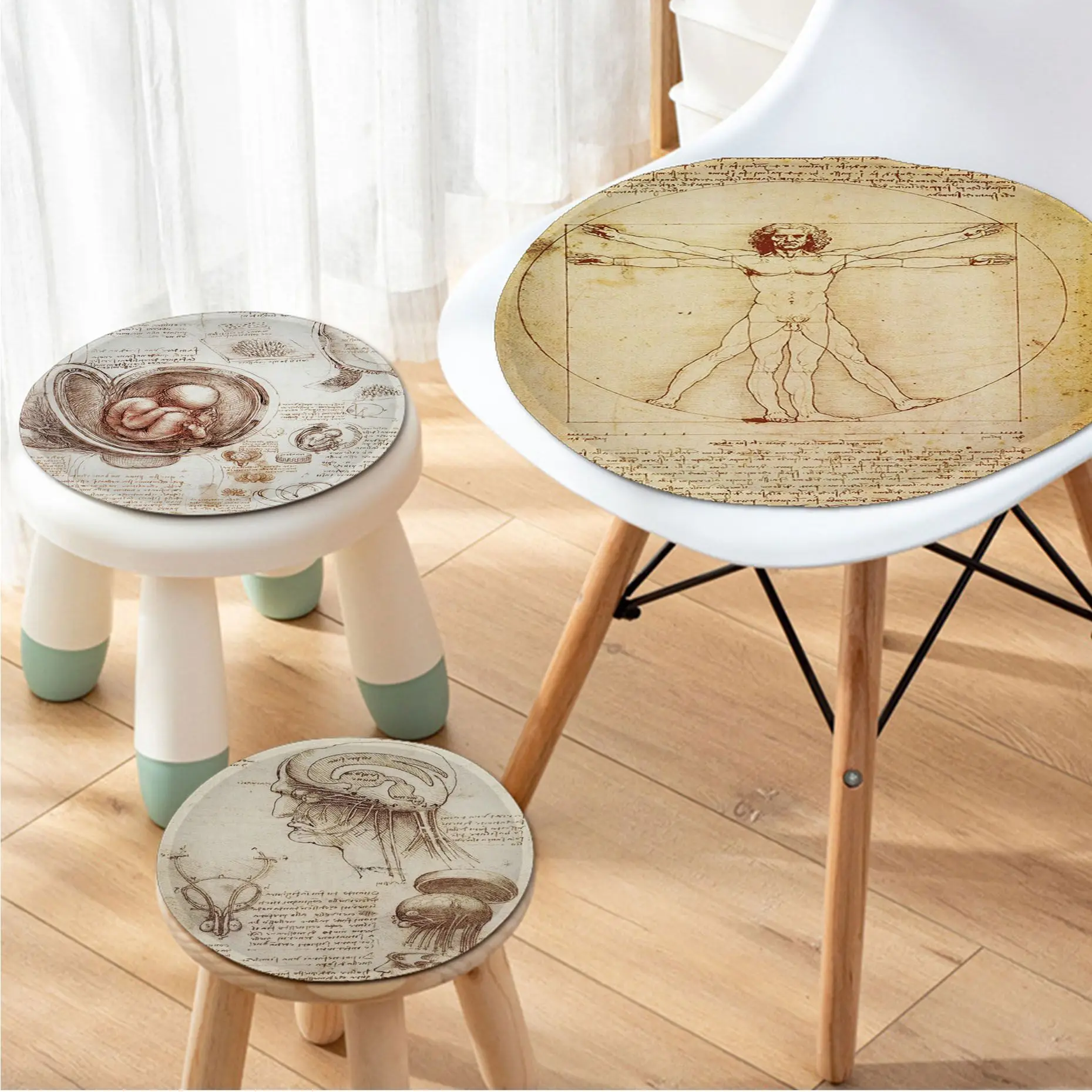 

Leonardo Da Vinci Vitruvian Man Chair Mat Seat Cushion For Dining Patio Home Office Indoor Outdoor Garden Sofa Decor Tatami