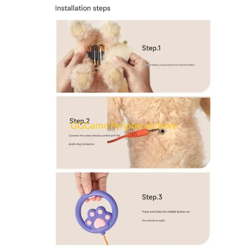 

U55B Remote Control Plush Dog Toy with Sound Movement For Kids Interactive Play
