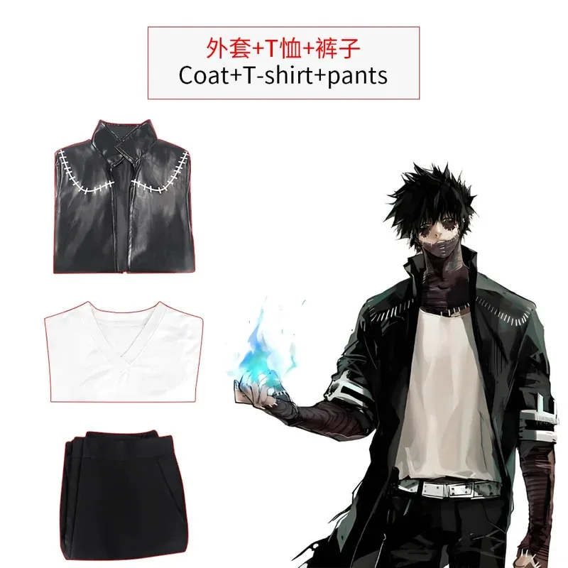 Aa124LQMy Hero Academy Dabi disfraz de Cosplay ropa disfraces de Anime gabardina pantalones conjunto completo trajes de fiesta de Halloween