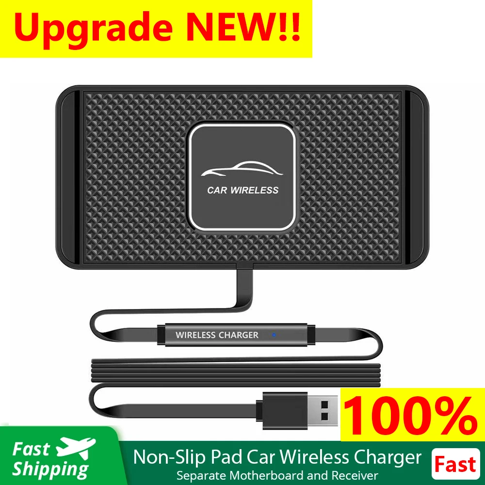 15W Car Wireless Chargers Mat Silicone Non-Slip Pad for iPhone 11 12 13 14 Pro XS Max X Xr 8 Samsung Xiaomi Fast Charging Stand