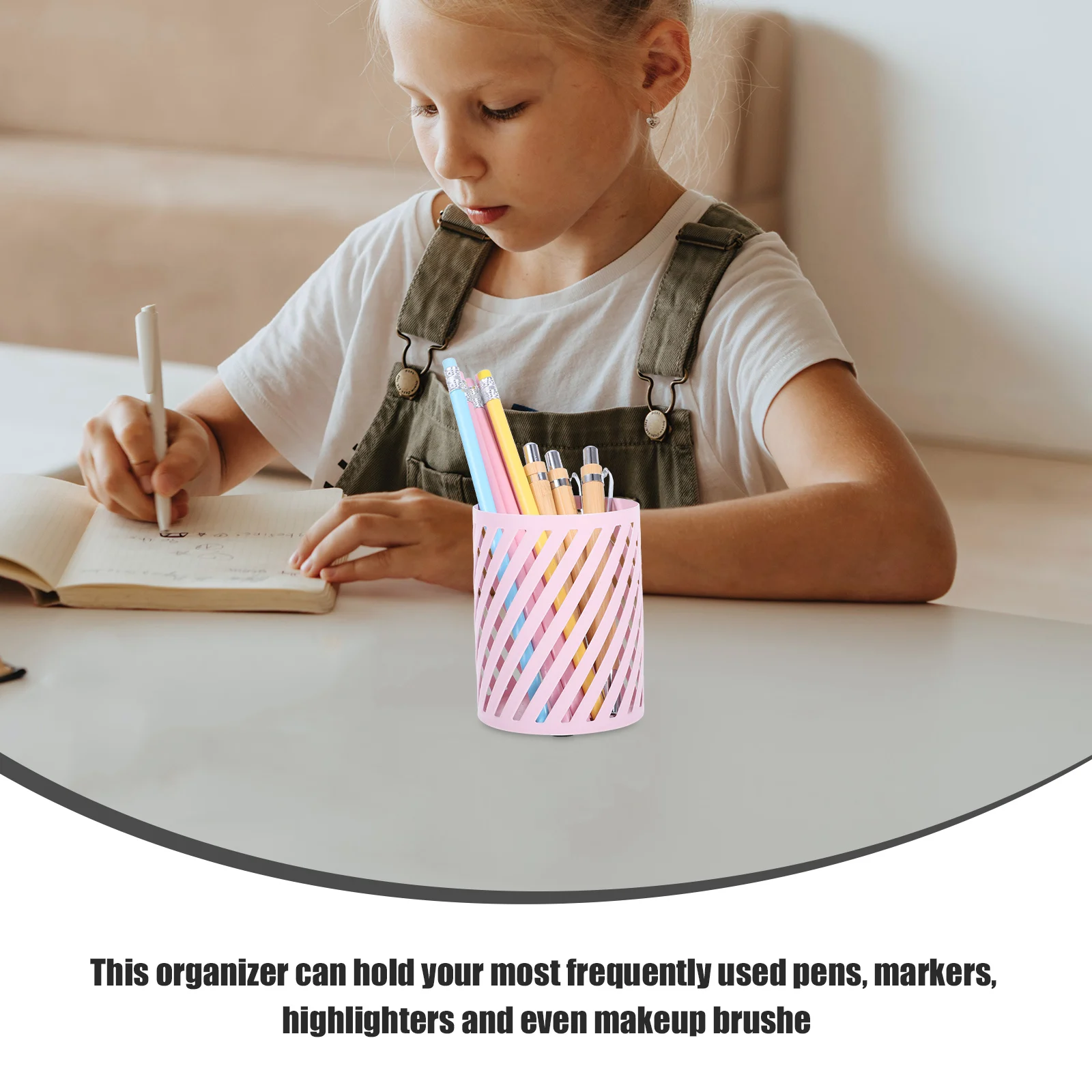 

Round Iron Art Pen Holder Metal Pencil Organizer Modern Cute Desk Stand for Office Supplies Home Desk Organizer