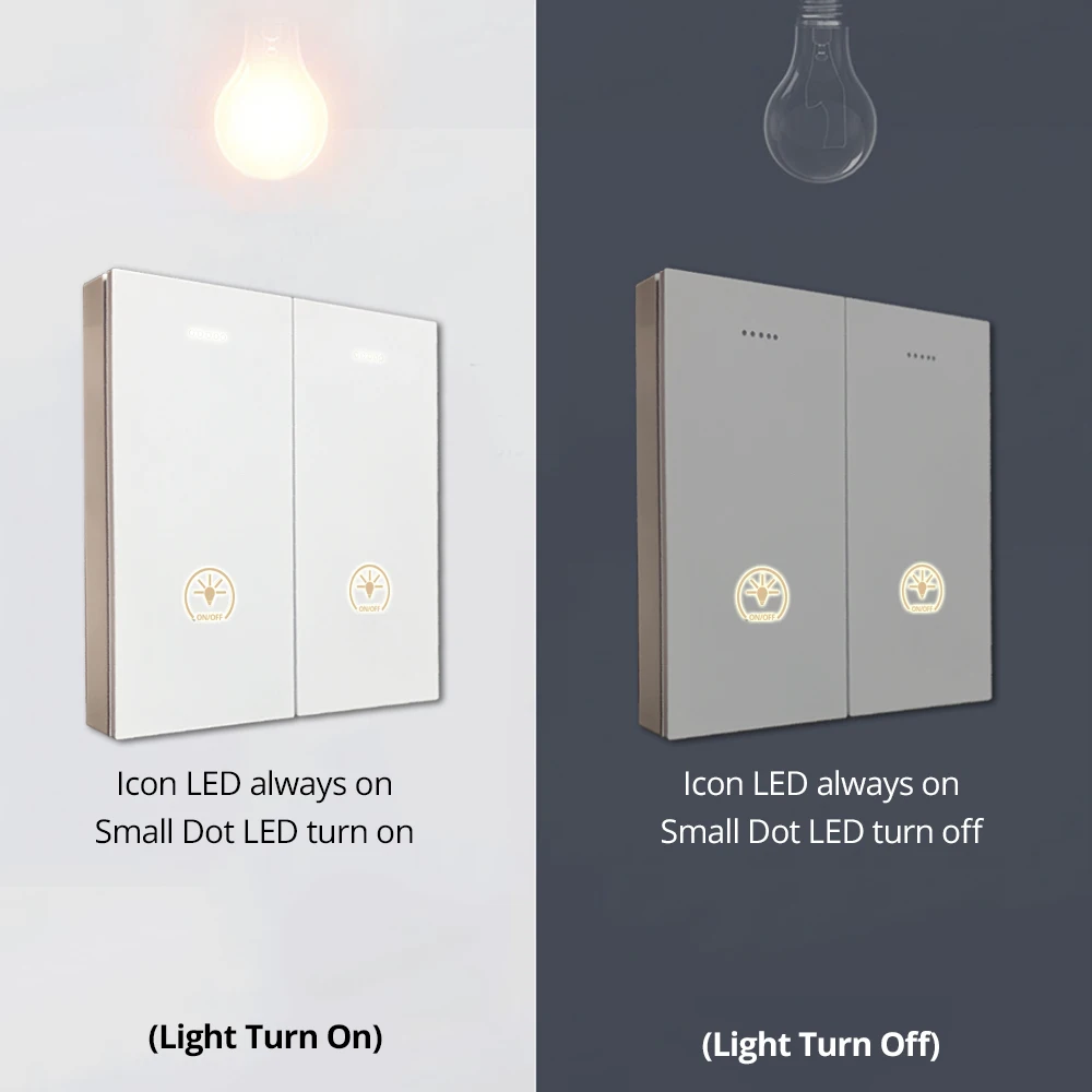 DIY RS485 Switch 110V-265V 12V 24V DC 1 2 3 4 6 Gang White Big Button Wall Light Switches With LED Indicator Wallpad