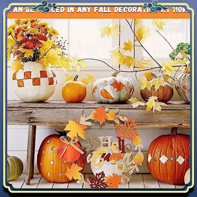 

2 шт., осенний декор для входной двери, 12-дюймовые осенние венки для входной двери, подвесной венок из тыквы и кленового листа