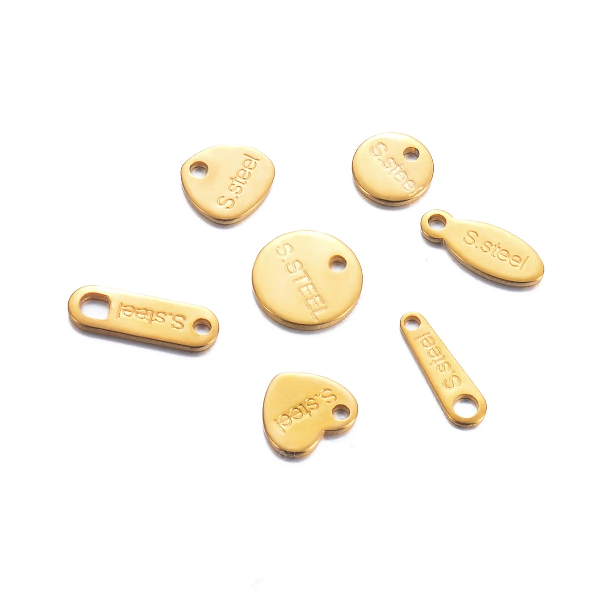 

50Pcs/lot Stainless Steel 18K Gold Pvd Plated Charm Pendant Small Extend Chain Tag DIY Designer Jewelry Making Findings