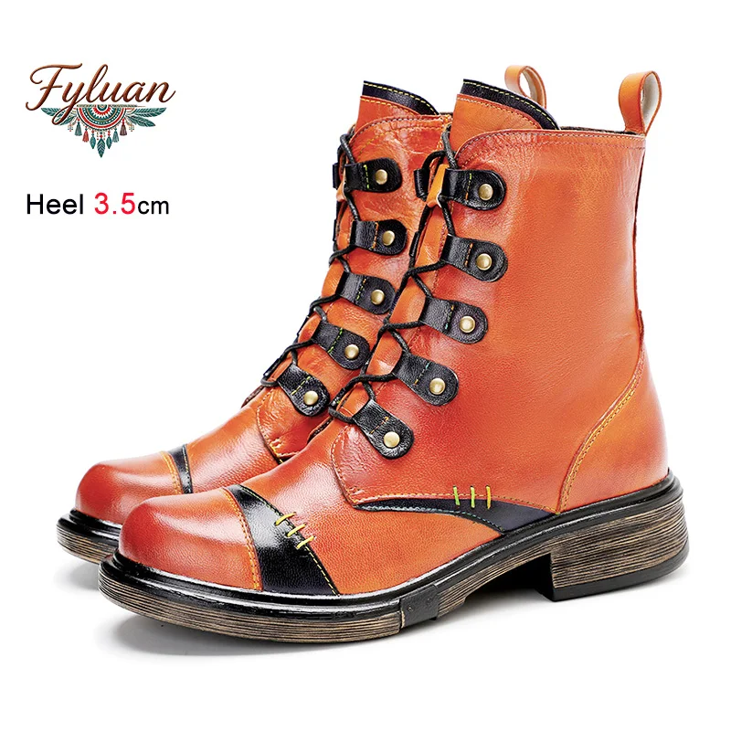 

Women Retro Short Ankle Boots 3.5CM Mid Heel Comfort Genuine leather Casual Boots 2026 New Autumn Outdoor Hiking Shoes For Woman